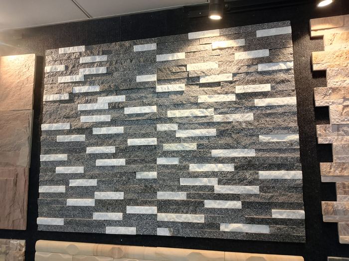 Black and white speckled ledgestone sample