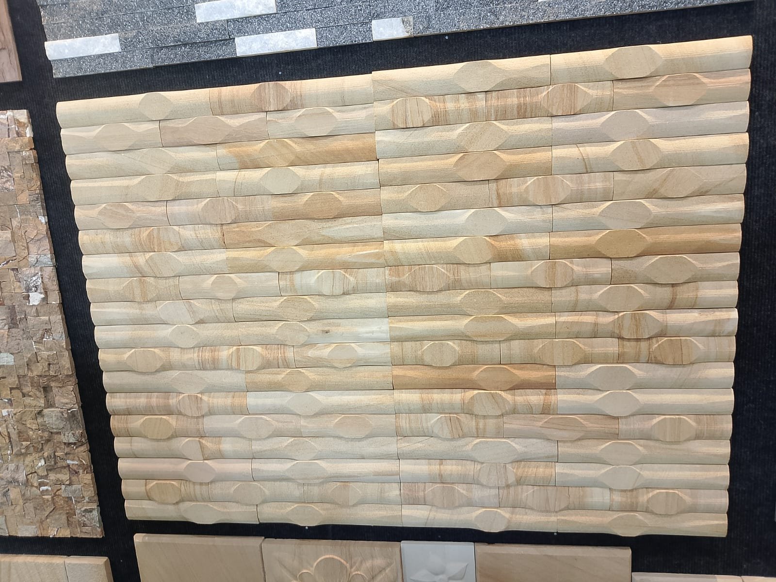 Wavy Textured Carved Sandstone Panel